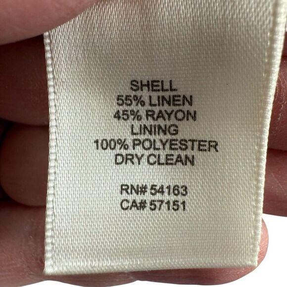 Eliza J Striped Linen Tassel Trim V-Neck Sleeveless Dress Sz 8 Gray Tan Coastal - Picture 5 of 8